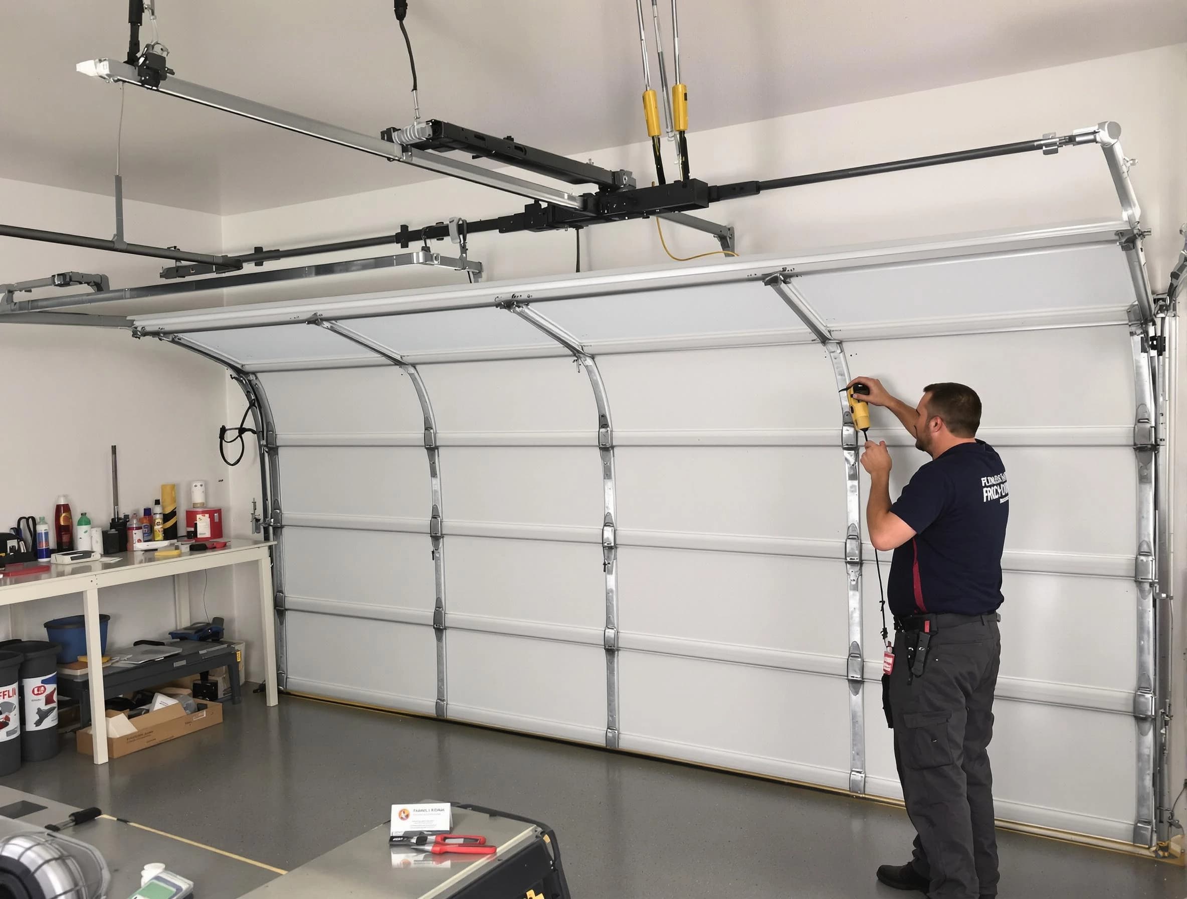Fall River Garage Door Repair certified technician performing overhead door system repair in Fall River