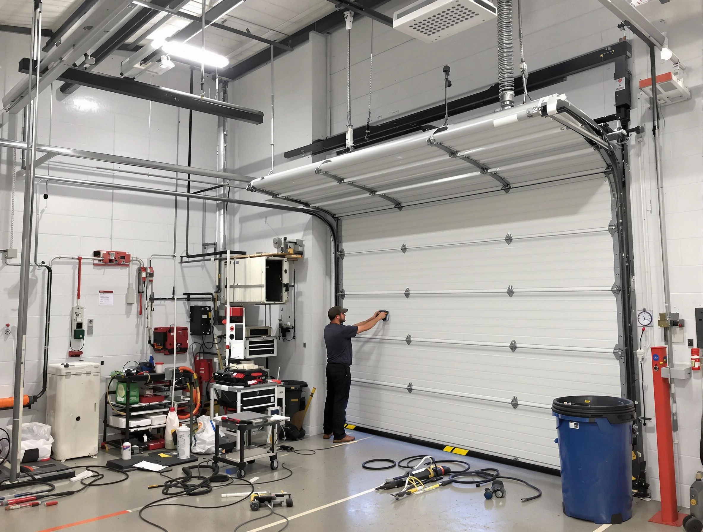Fall River Garage Door Repair certified technician performing commercial door repair at a Fall River business facility