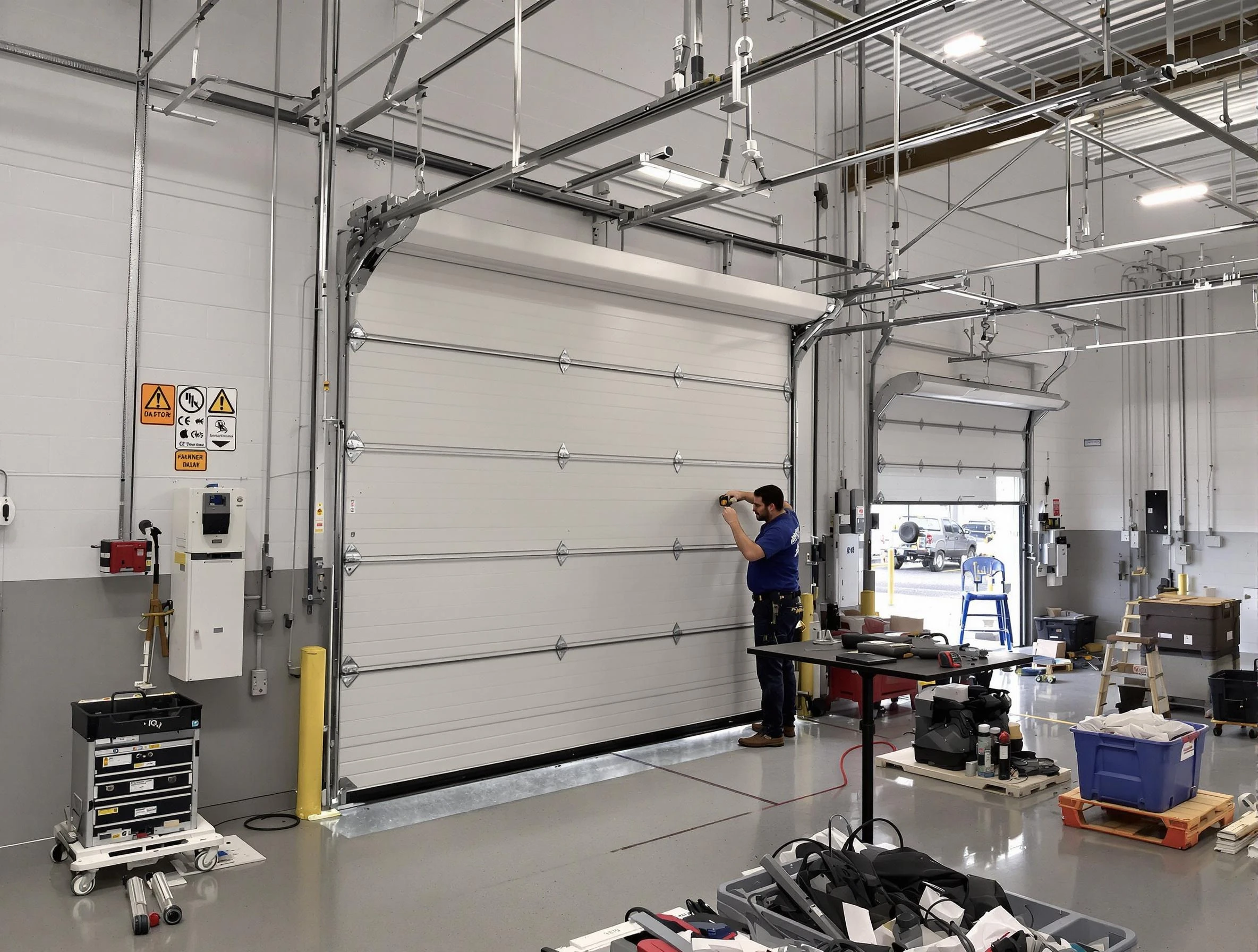 Commercial garage door repair being performed by Fall River Garage Door Repair expert in Fall River