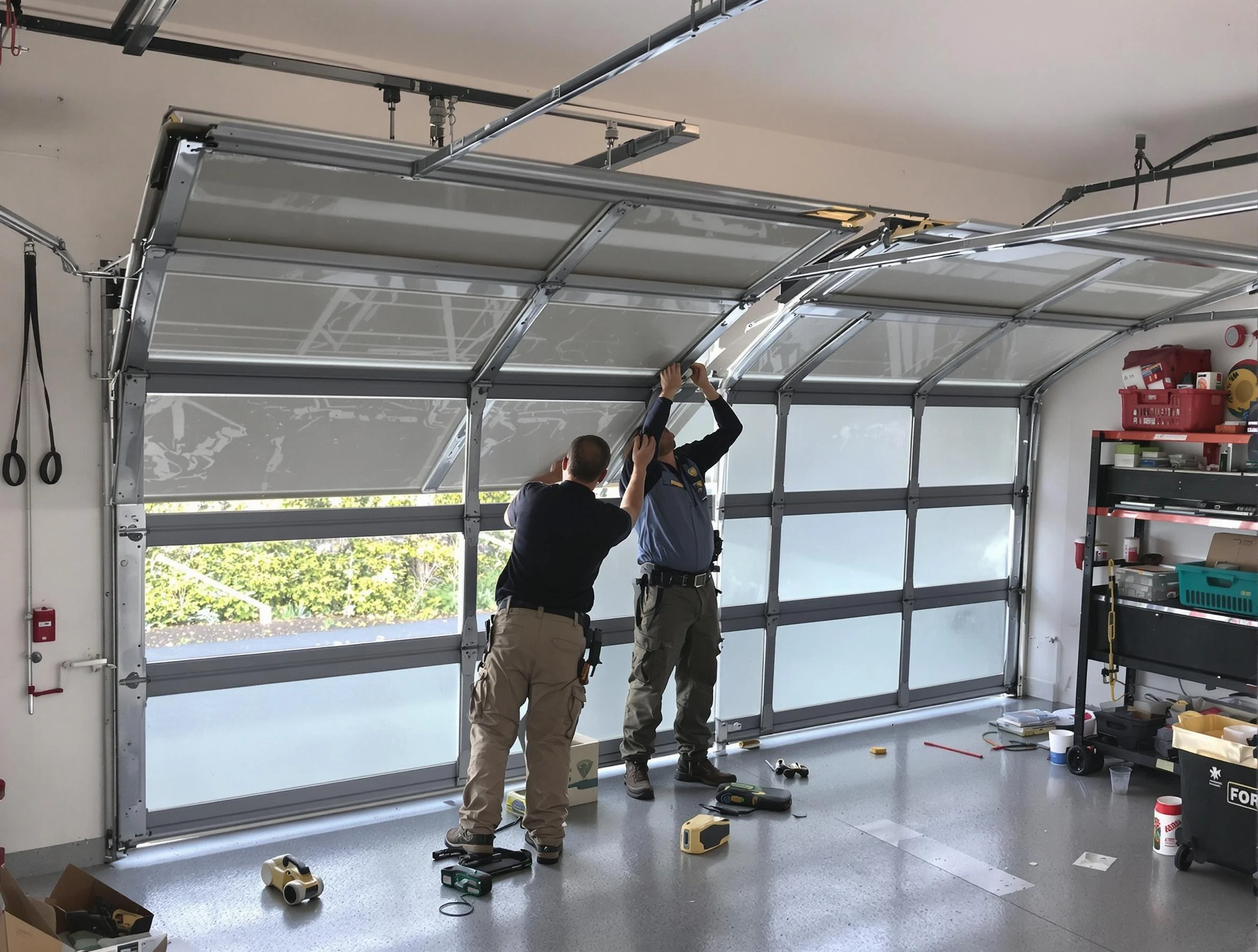 Fall River Garage Door Repair expert performing precise panel replacement on Fall River garage door
